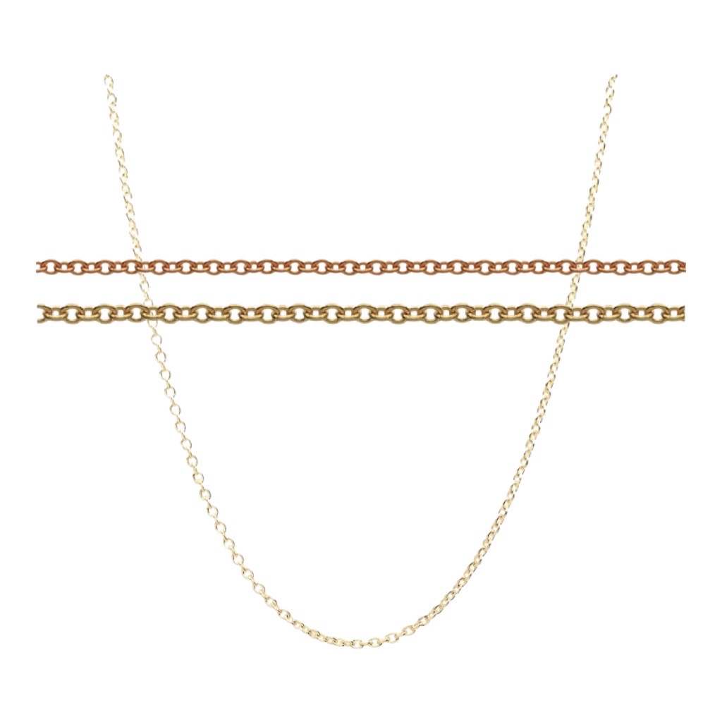 anchor necklace in yellow gold or rose gold rolo link