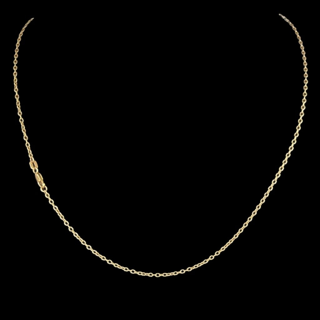 yellow gold anchor necklace  rolo link