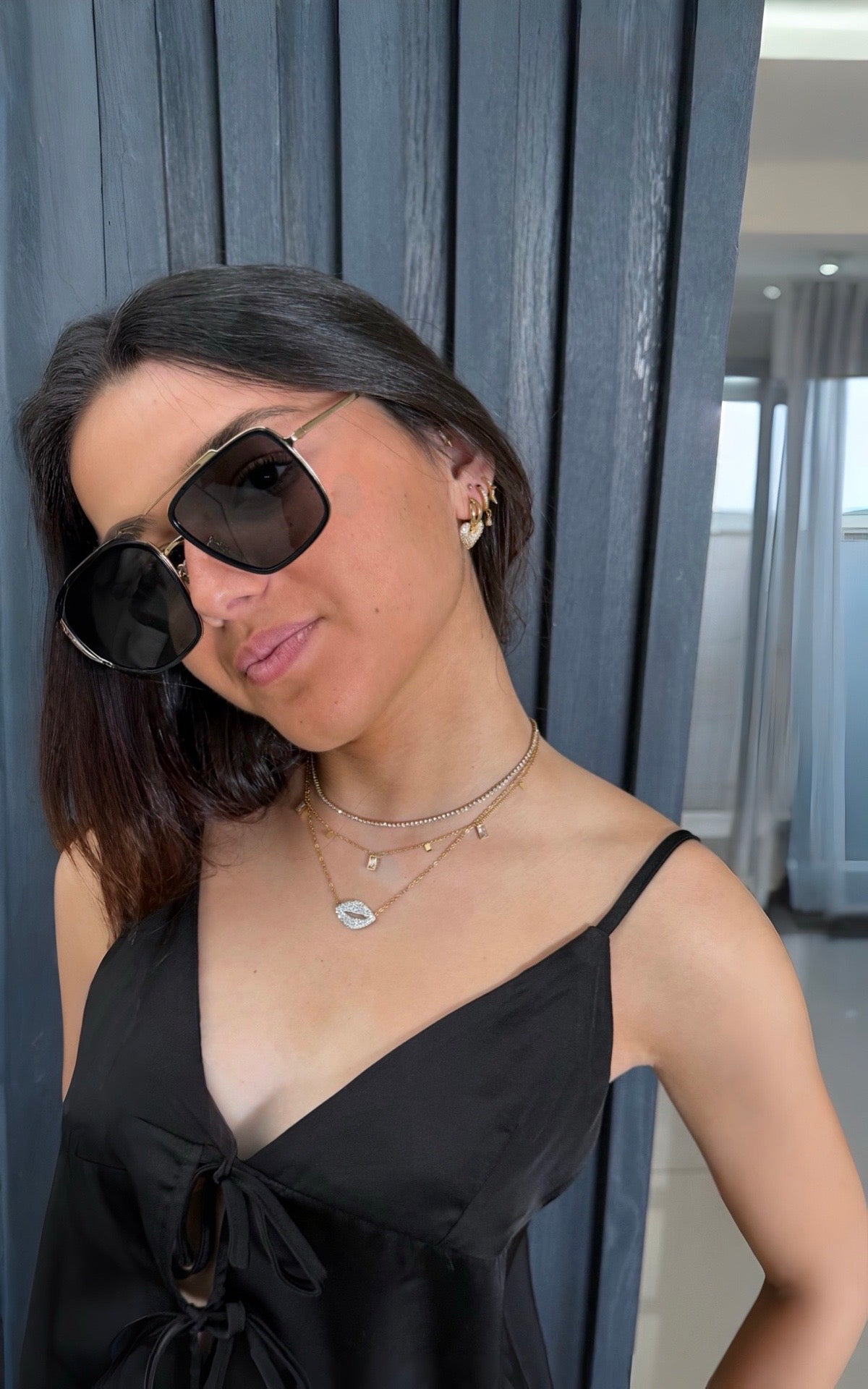 Sexy Clear Cubic Zirconia Lips Necklace