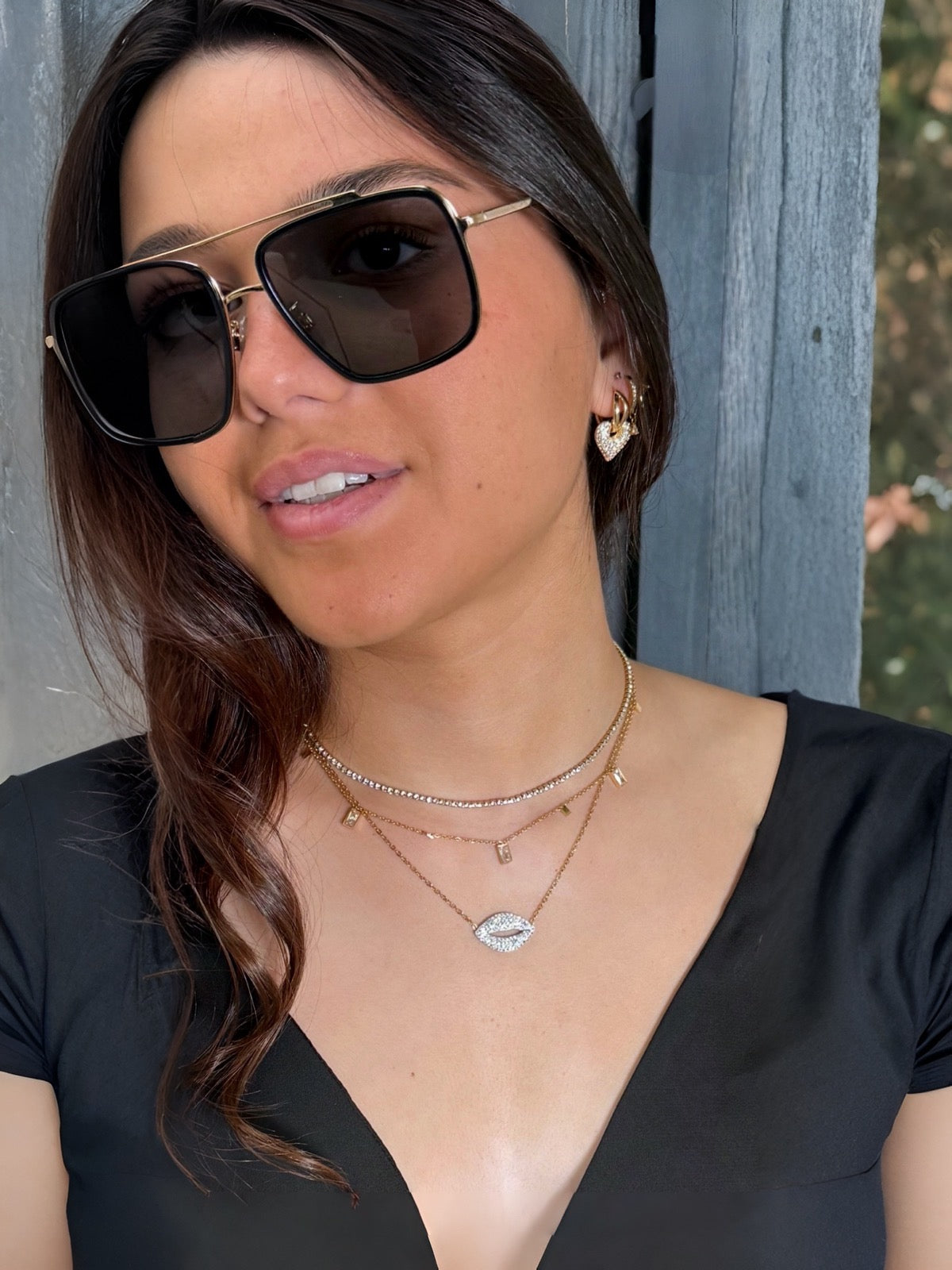 Sexy Clear Cubic Zirconia Lips Necklace