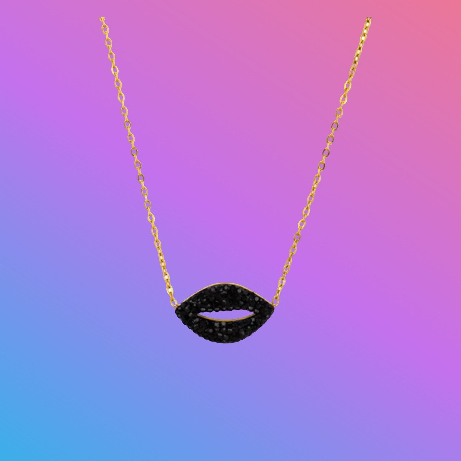 Sexy Black Lips Necklace