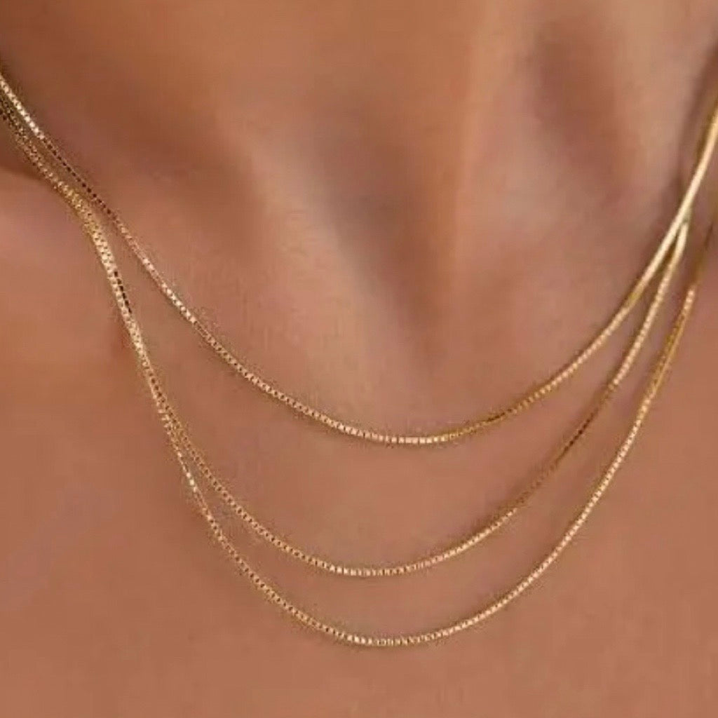 box chain necklaces in various lengths