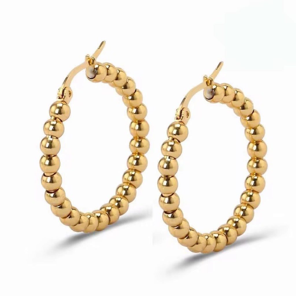 bubble hoop earrings in stainless steel gold plated