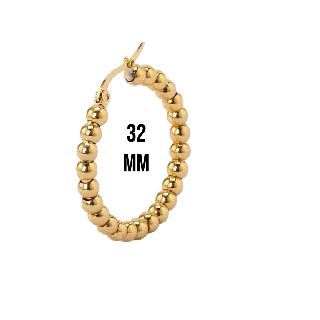 bubble hoop earrings in stainless steel gold plated