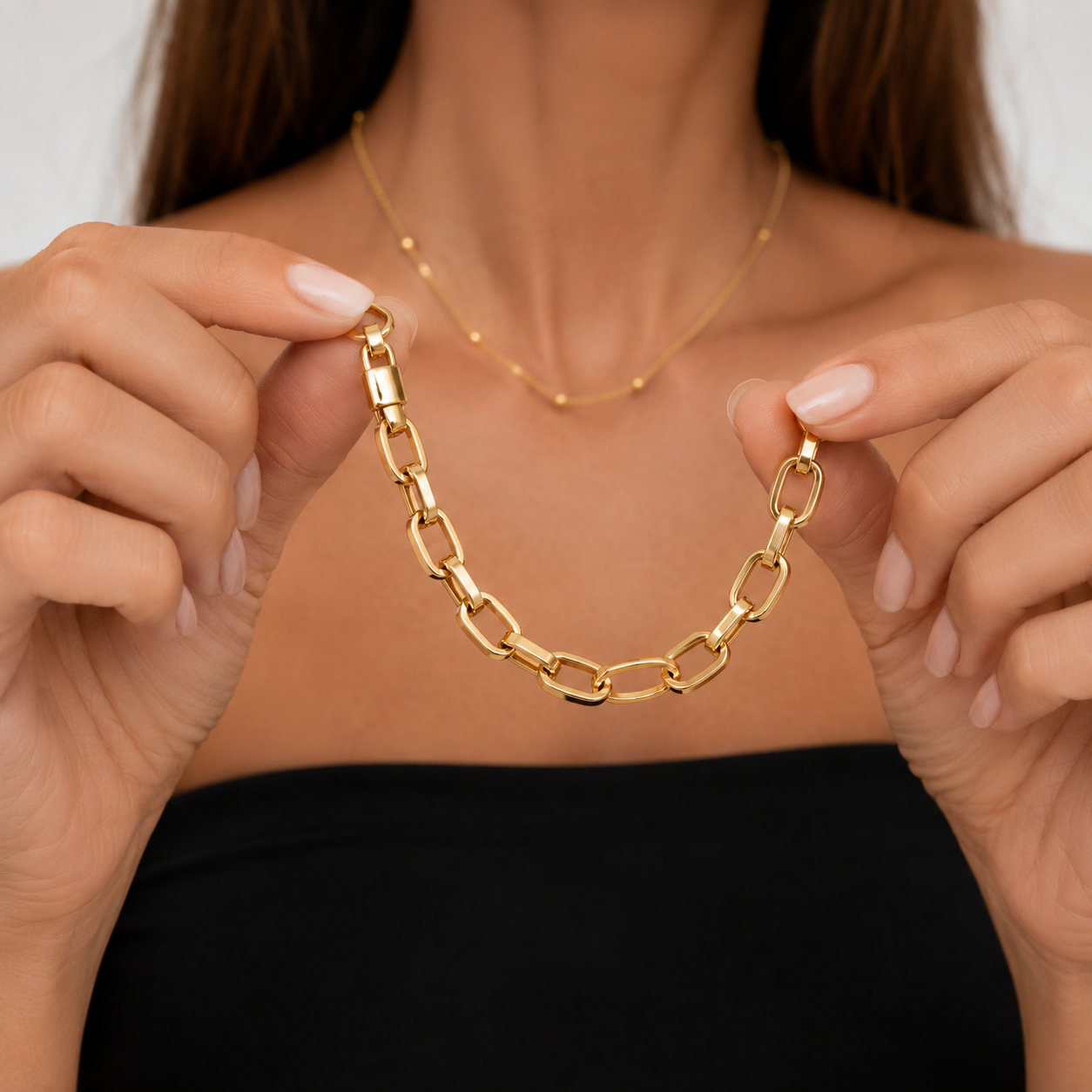 9ct Yellow Gold Square Cable Bracelet 19.5cm x 6,75mm