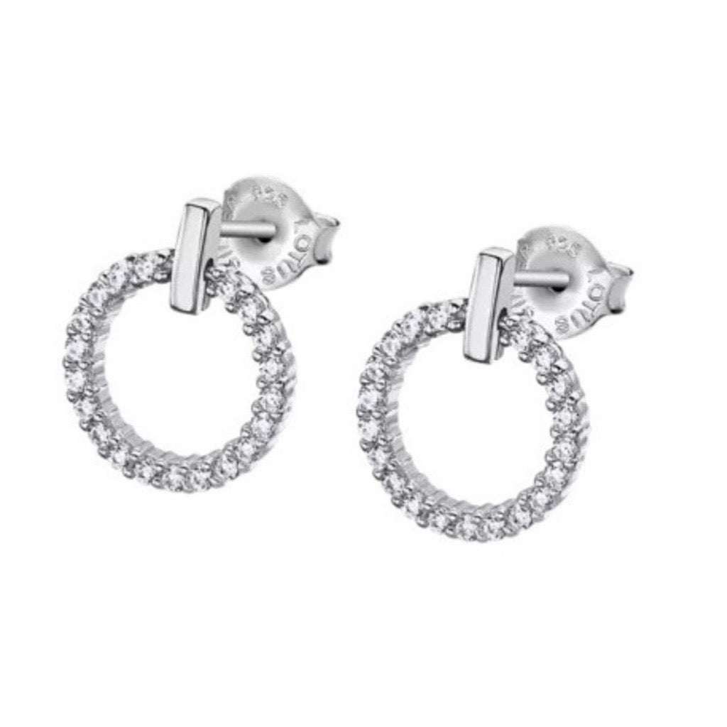 circle of life silver earrings with cubic zirconias
