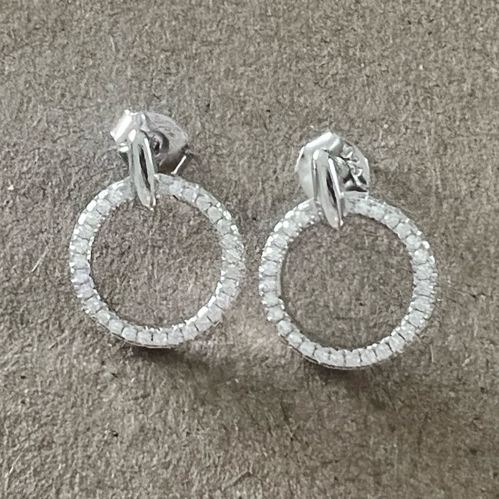 circle of life silver earrings with cubic zirconias