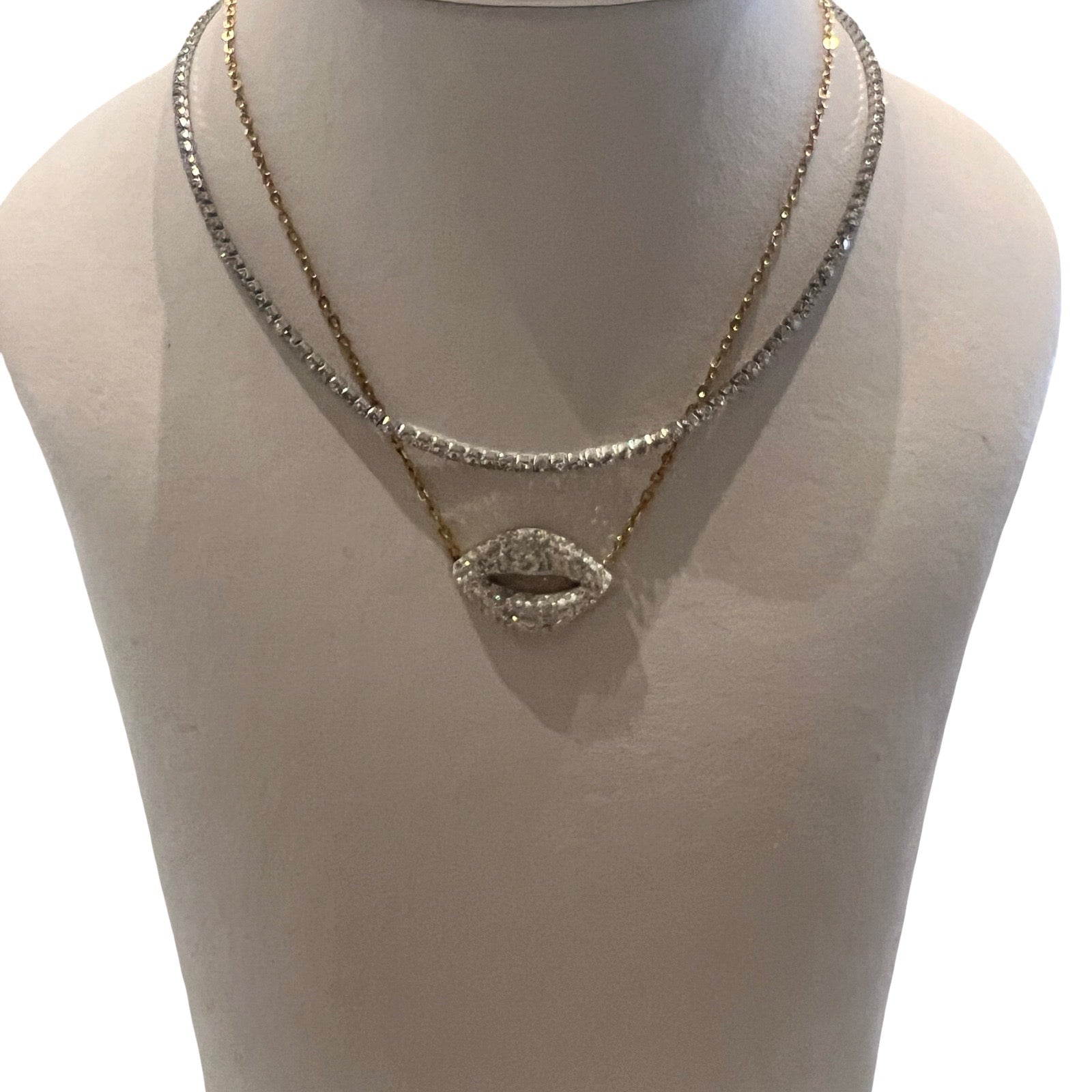 Sexy Clear Cubic Zirconia Lips Necklace