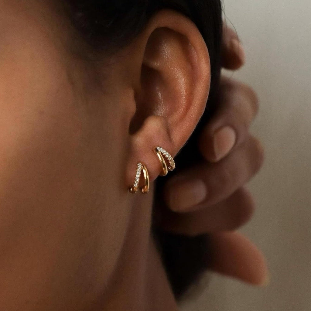 double layer huggie earrings