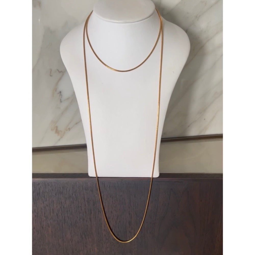 extra long necklace showing it wrapped twice on mannequin