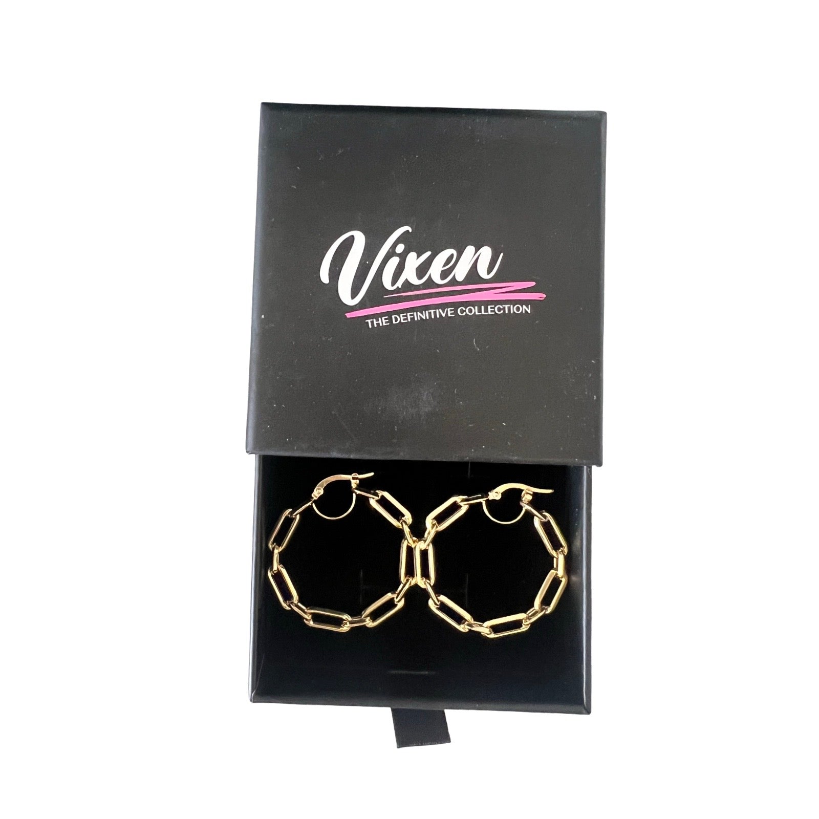 Fancy Paperclip Hoop Earrings in 9ct Yellow Gold