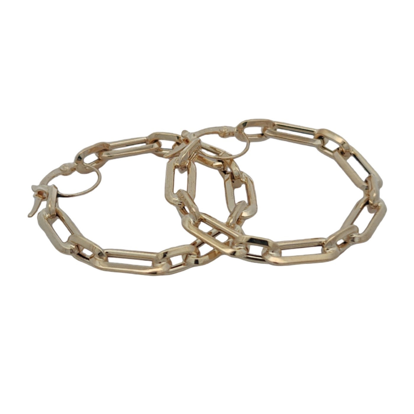 Fancy Paperclip Hoop Earrings in 9ct Yellow Gold