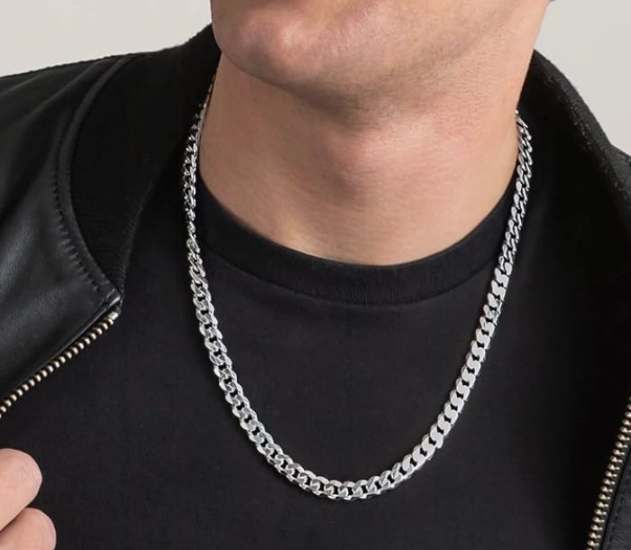 flat curb necklace in silver