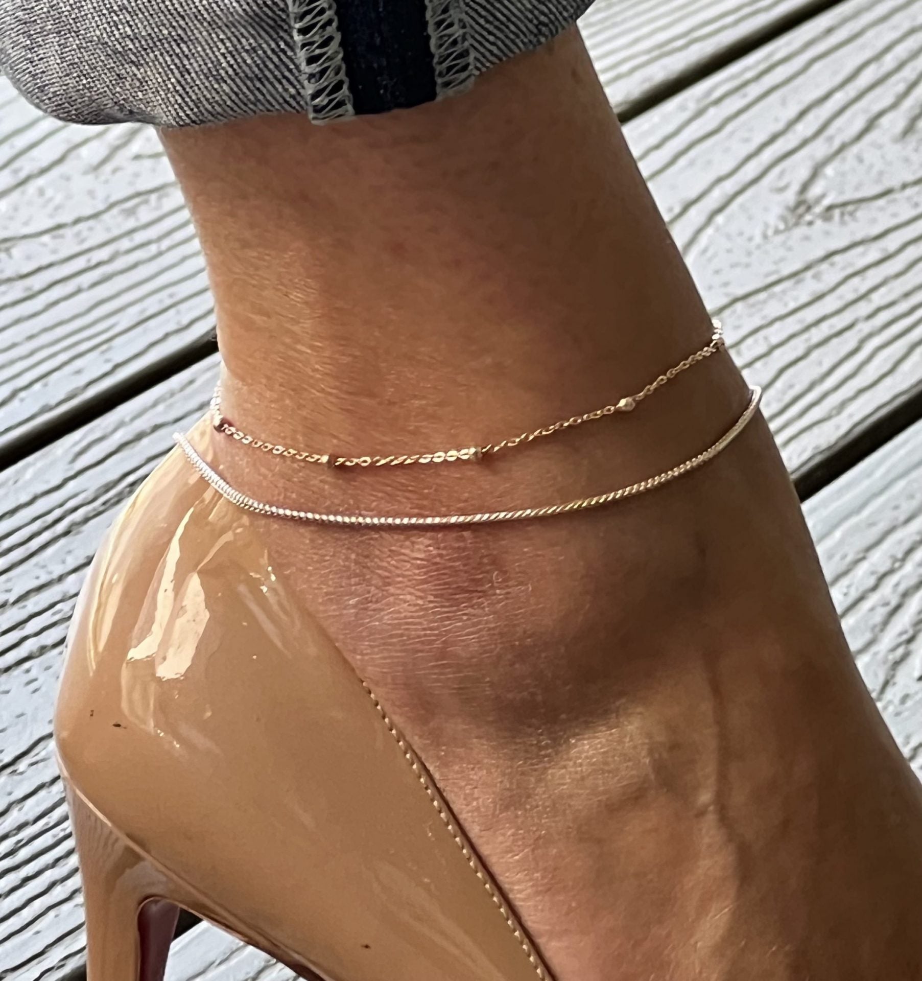 Two Tone Franko Anklechain