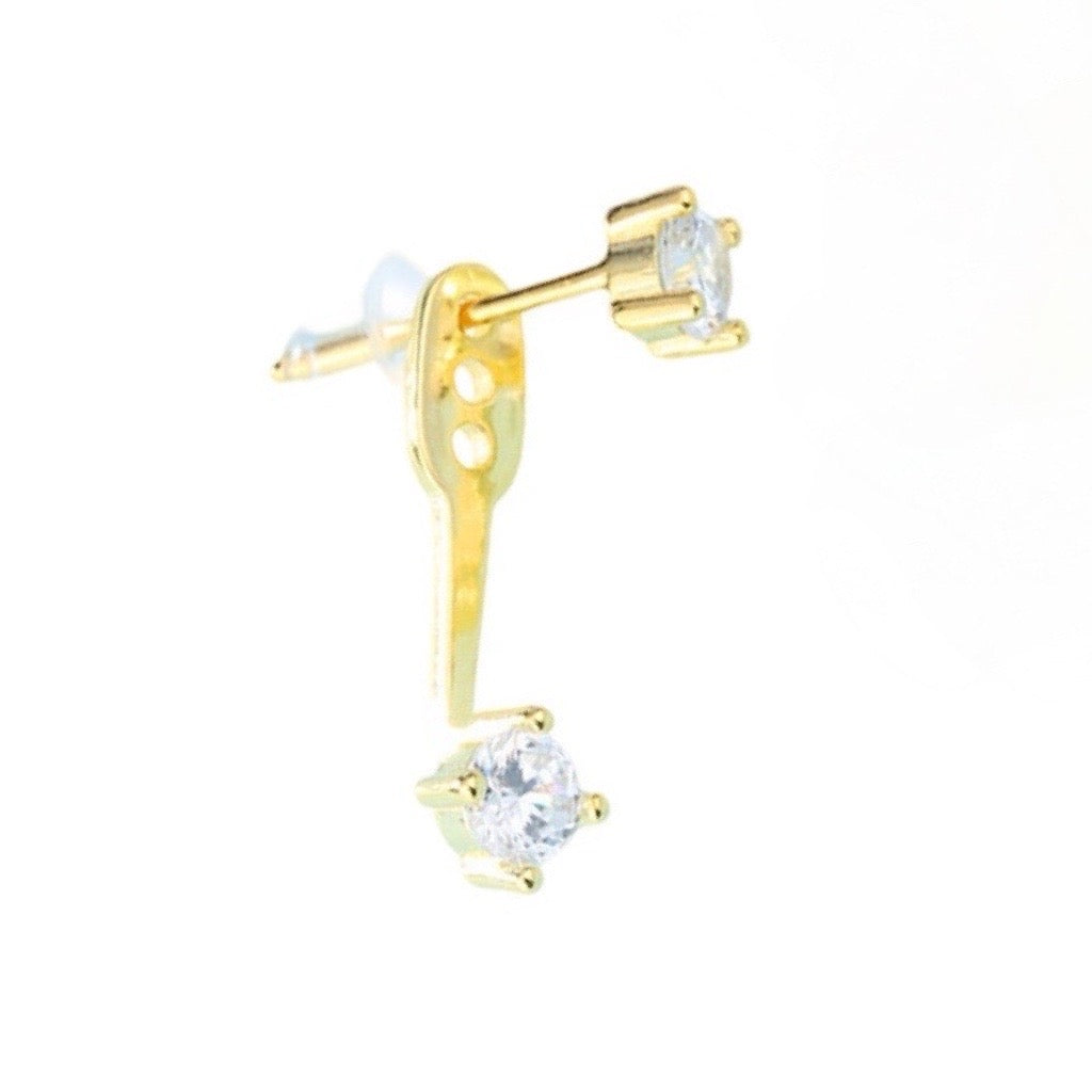 front and back stud earring with cubic zirconias