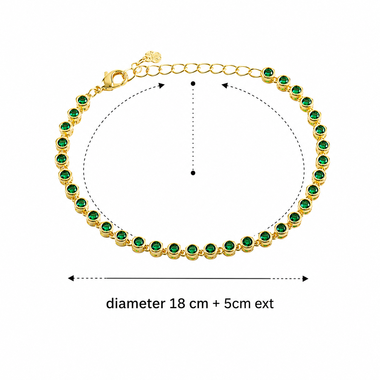 Emerald Green and Gold Tennis Bracelet - 18cm