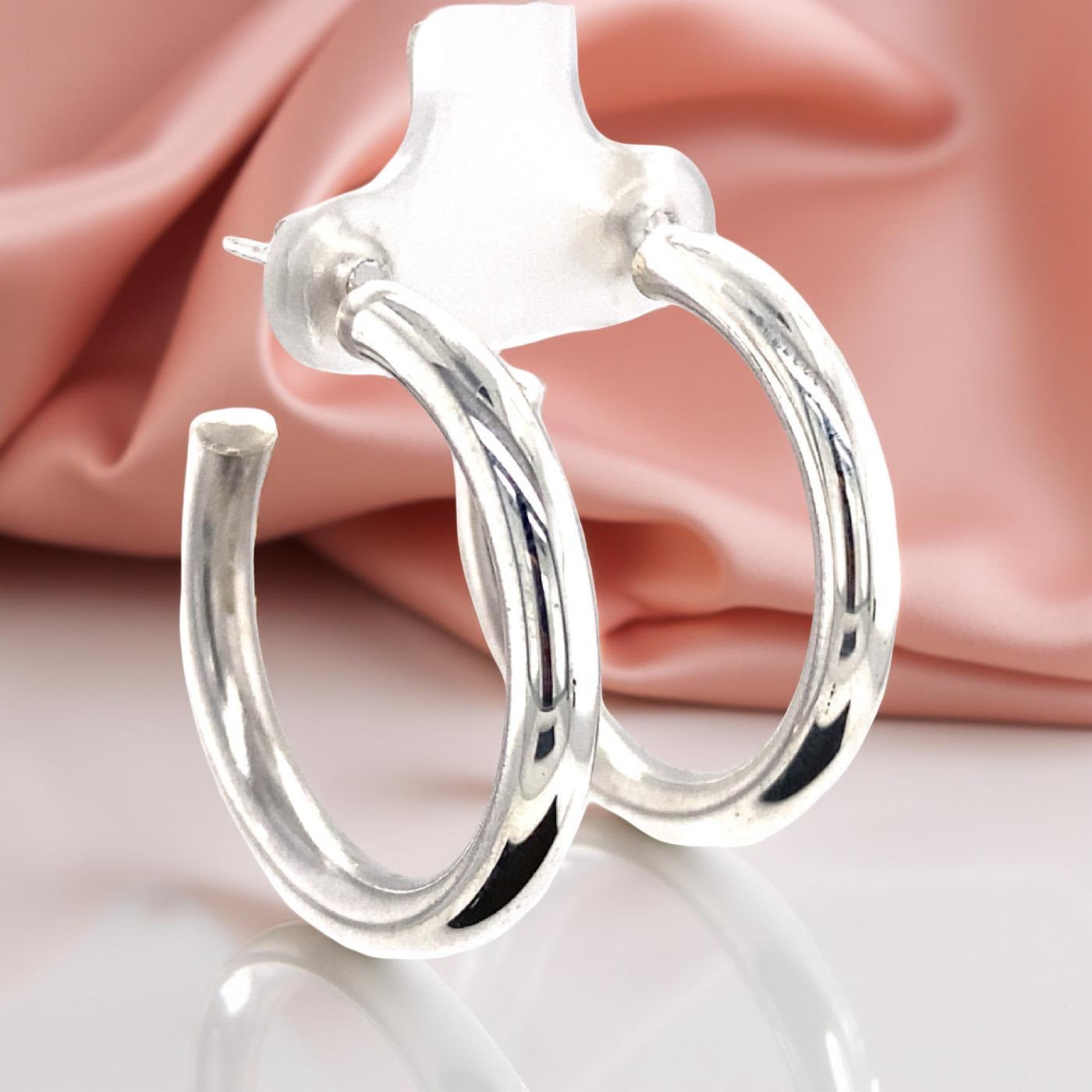 Half Round Silver Hoops 30mm x 4mm