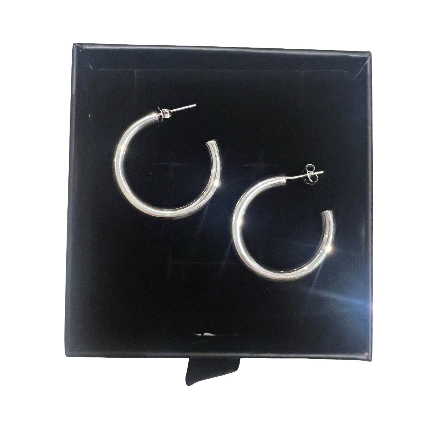 Half Round Silver Hoops 30mm x 4mm