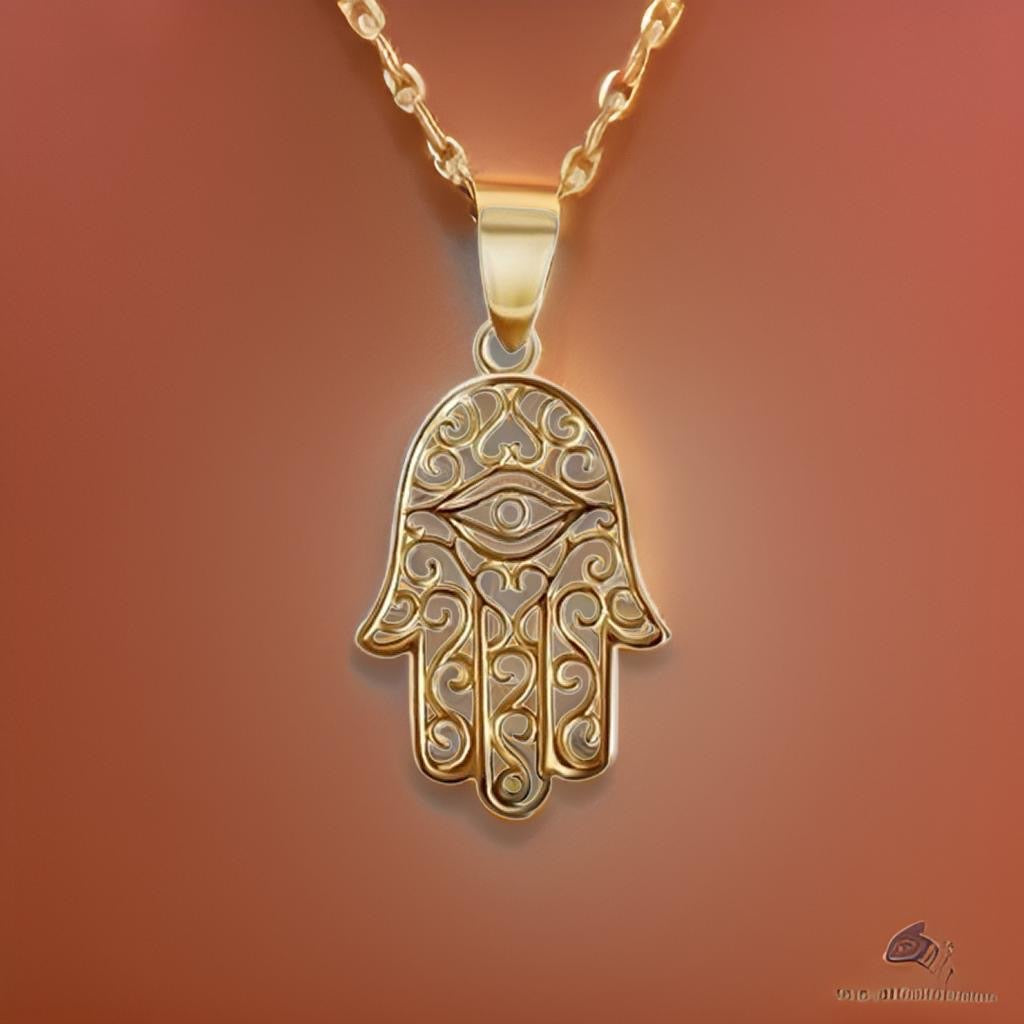 hamsa pendant in 9ct gold with intricate design
