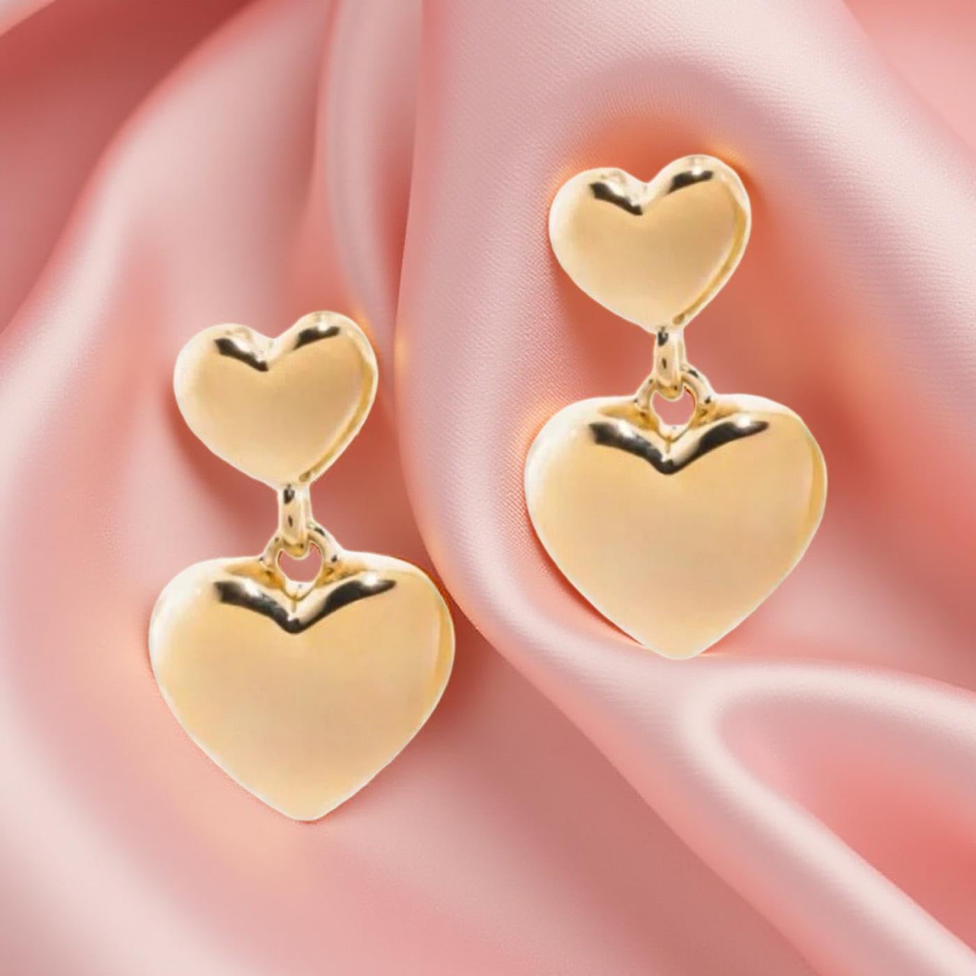 Heart Drop Stud Earrings