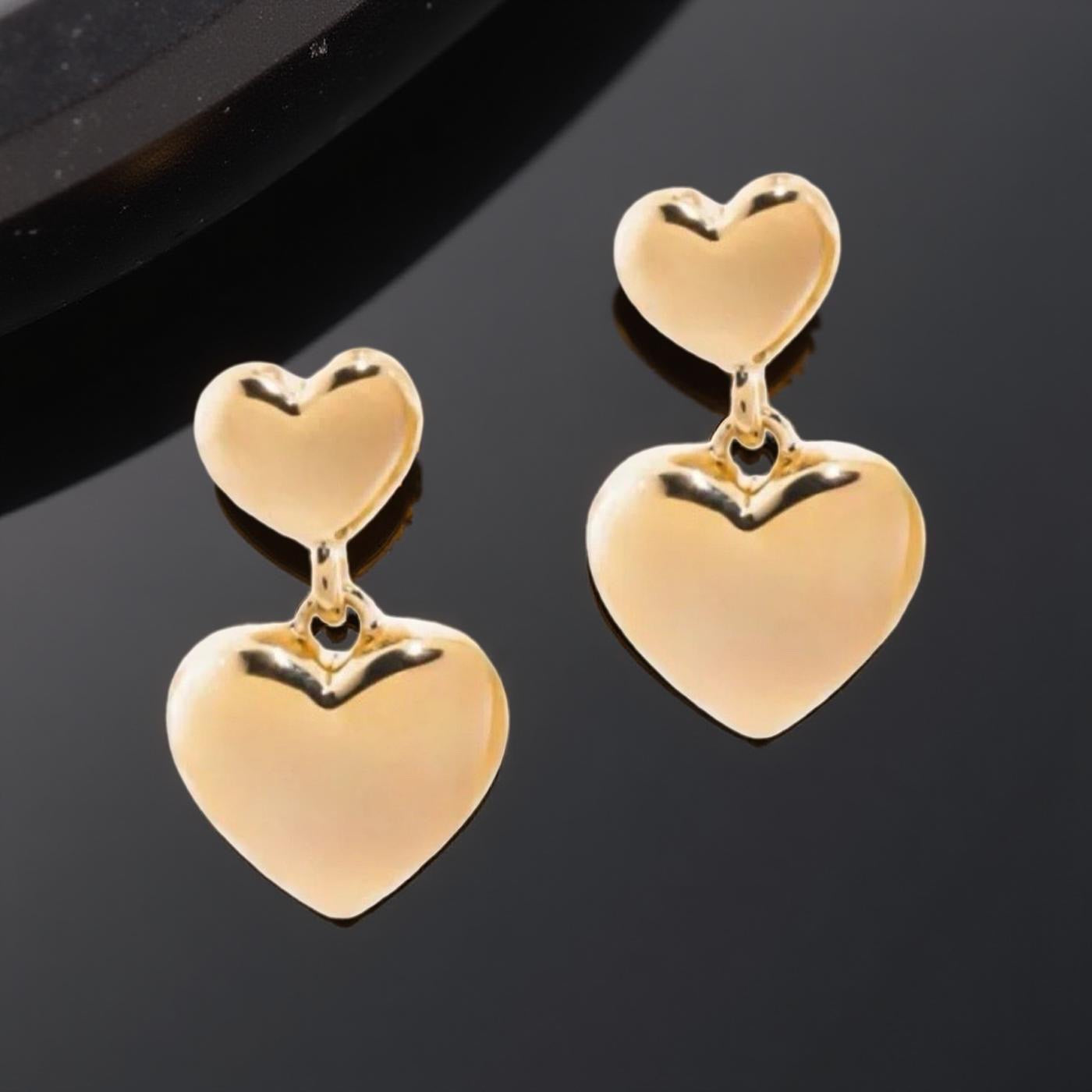 Heart Drop Stud Earrings
