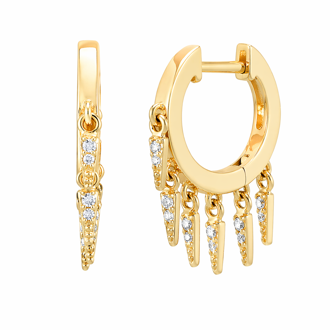 Drop Charm Huggie Earrings
