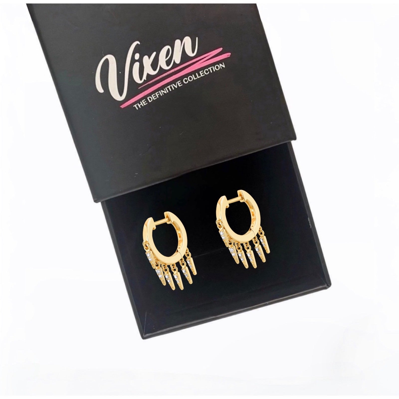 Drop Charm Huggie Earrings