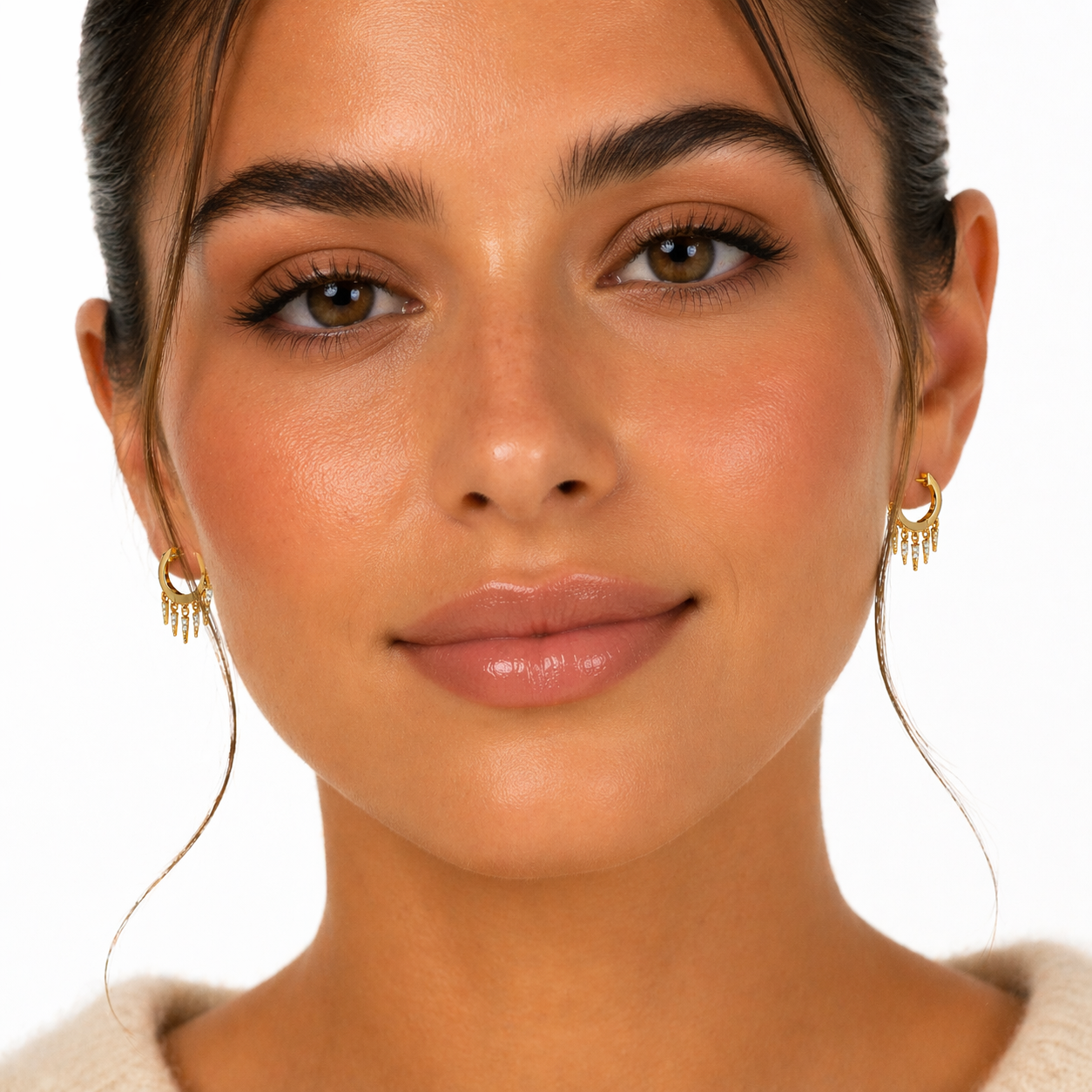 Drop Charm Huggie Earrings