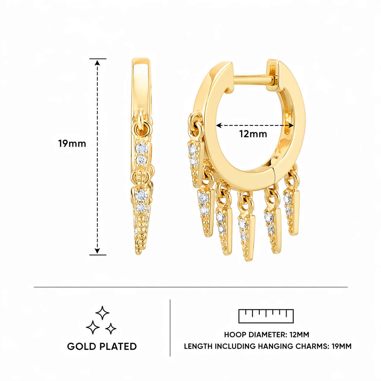 Drop Charm Huggie Earrings