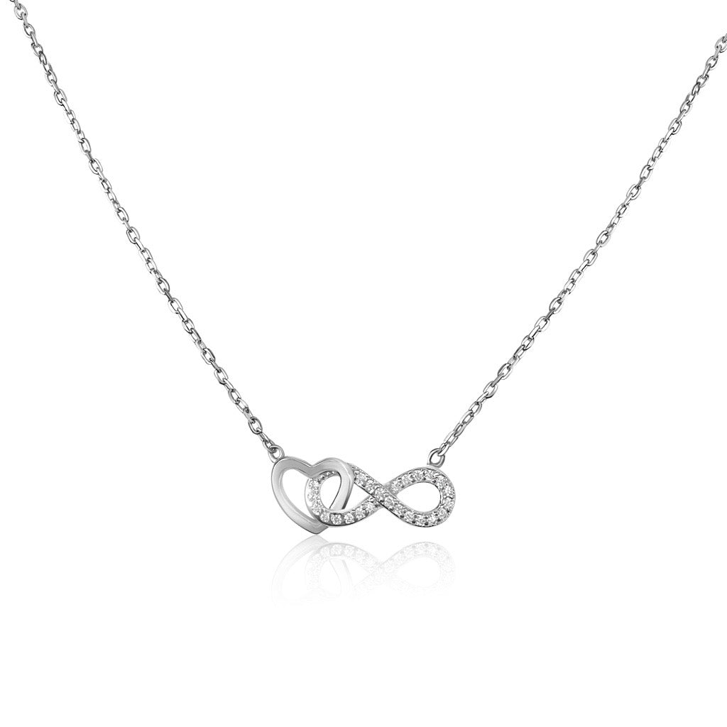 infinity heart pendant necklace in silver