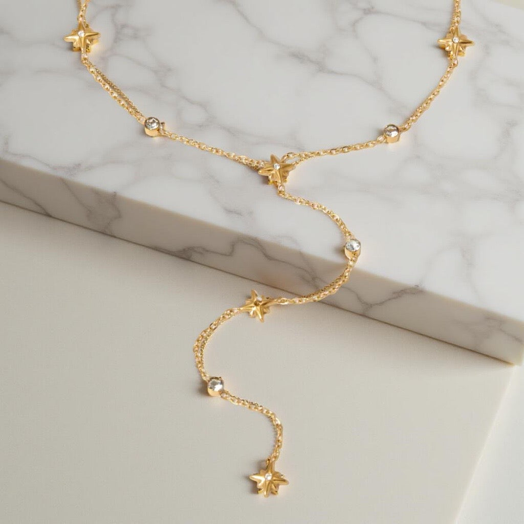 Sexy and Stylish Lariat Necklace In Yellow Gold Plated
