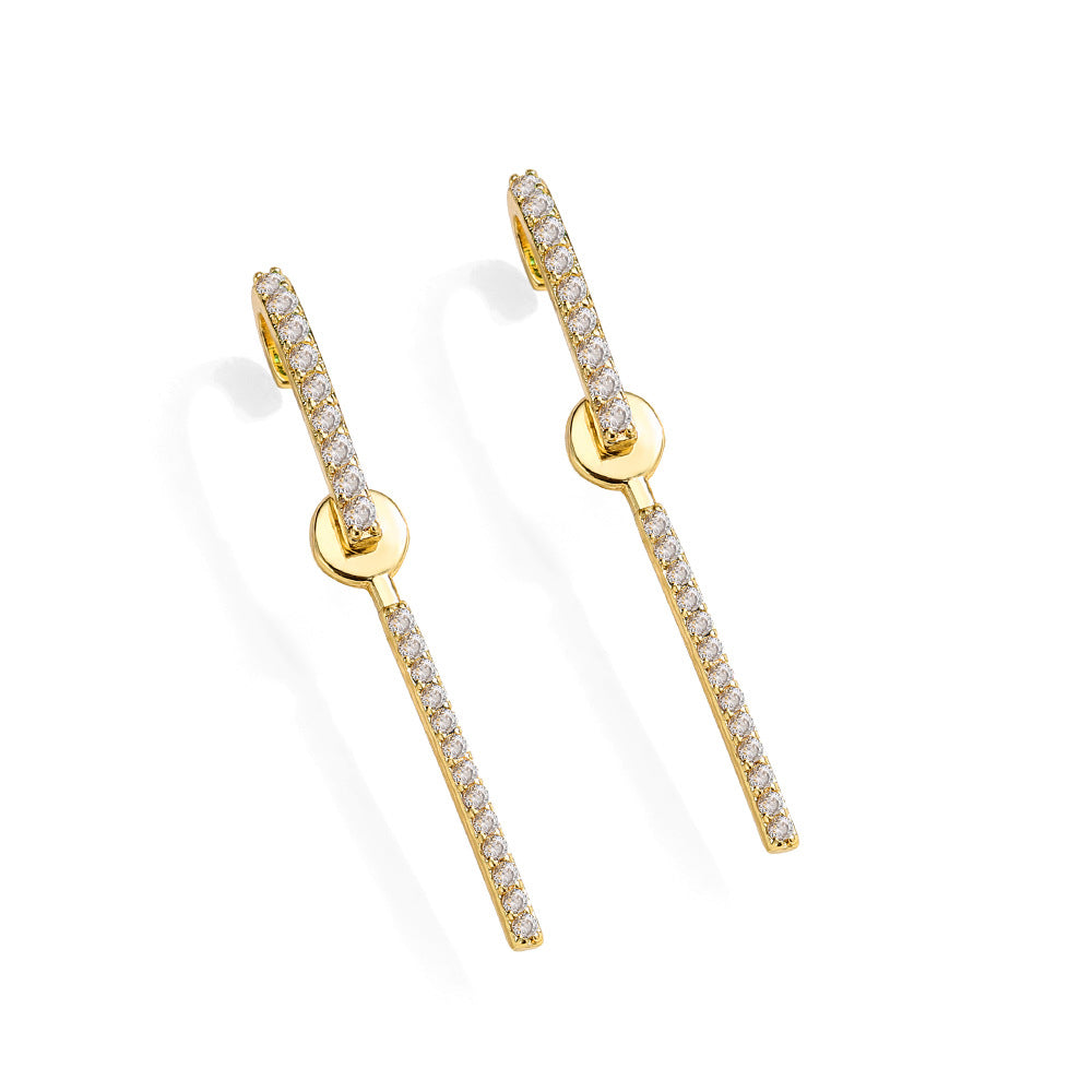 long bar cubic zirconia stud earrings