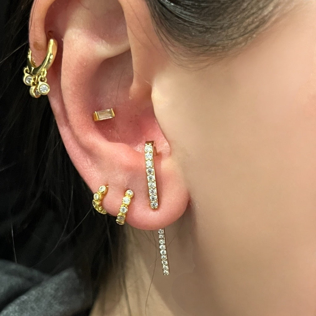 long bar cubic zirconia stud earrings