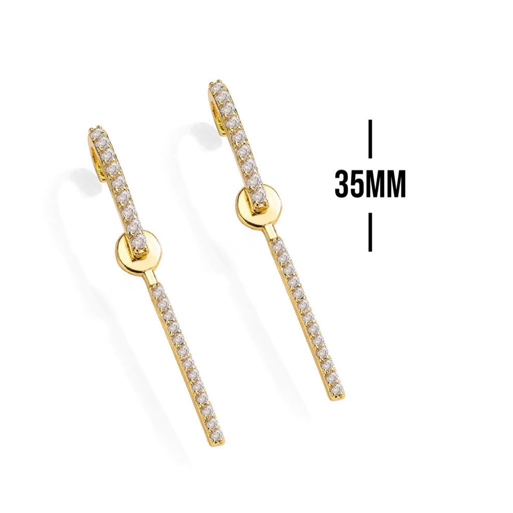 long bar cubic zirconia stud earrings