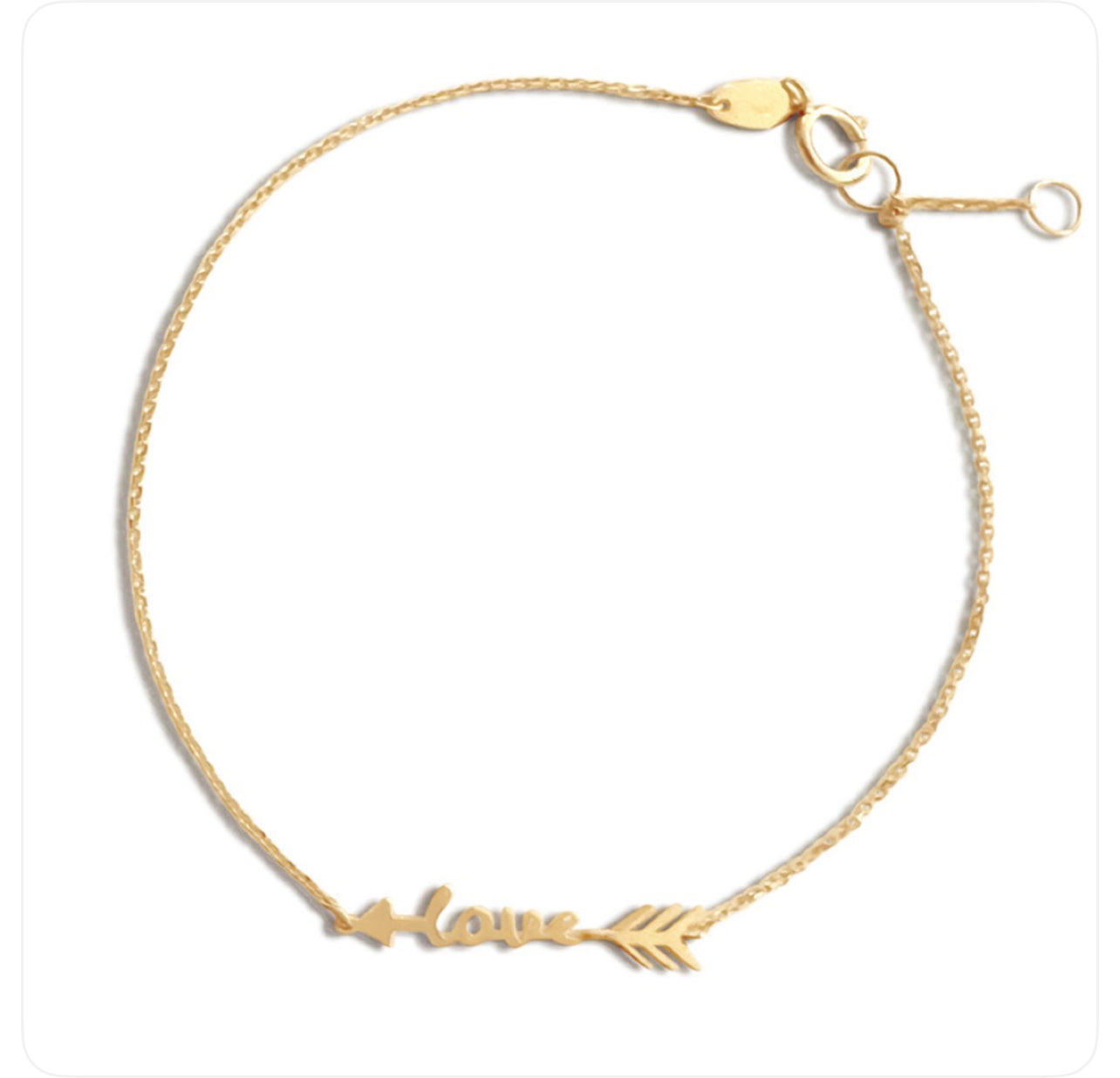 love arrow bracelet in 9ct yellow gold