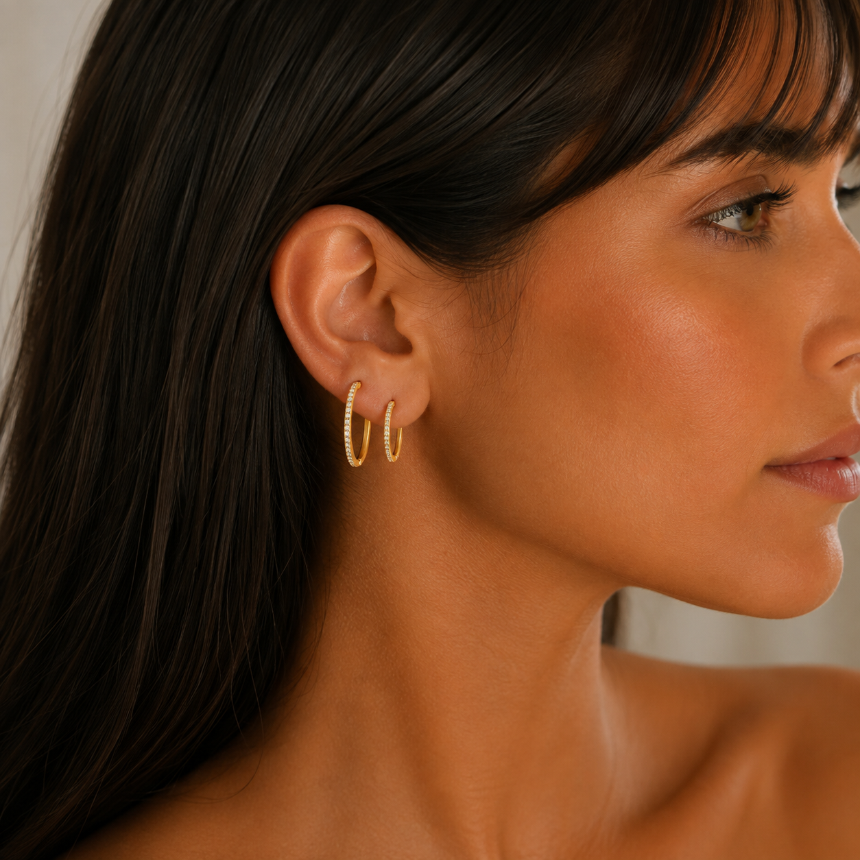 9ct Yellow Gold Oval Hoop Earring 16mm x 10m