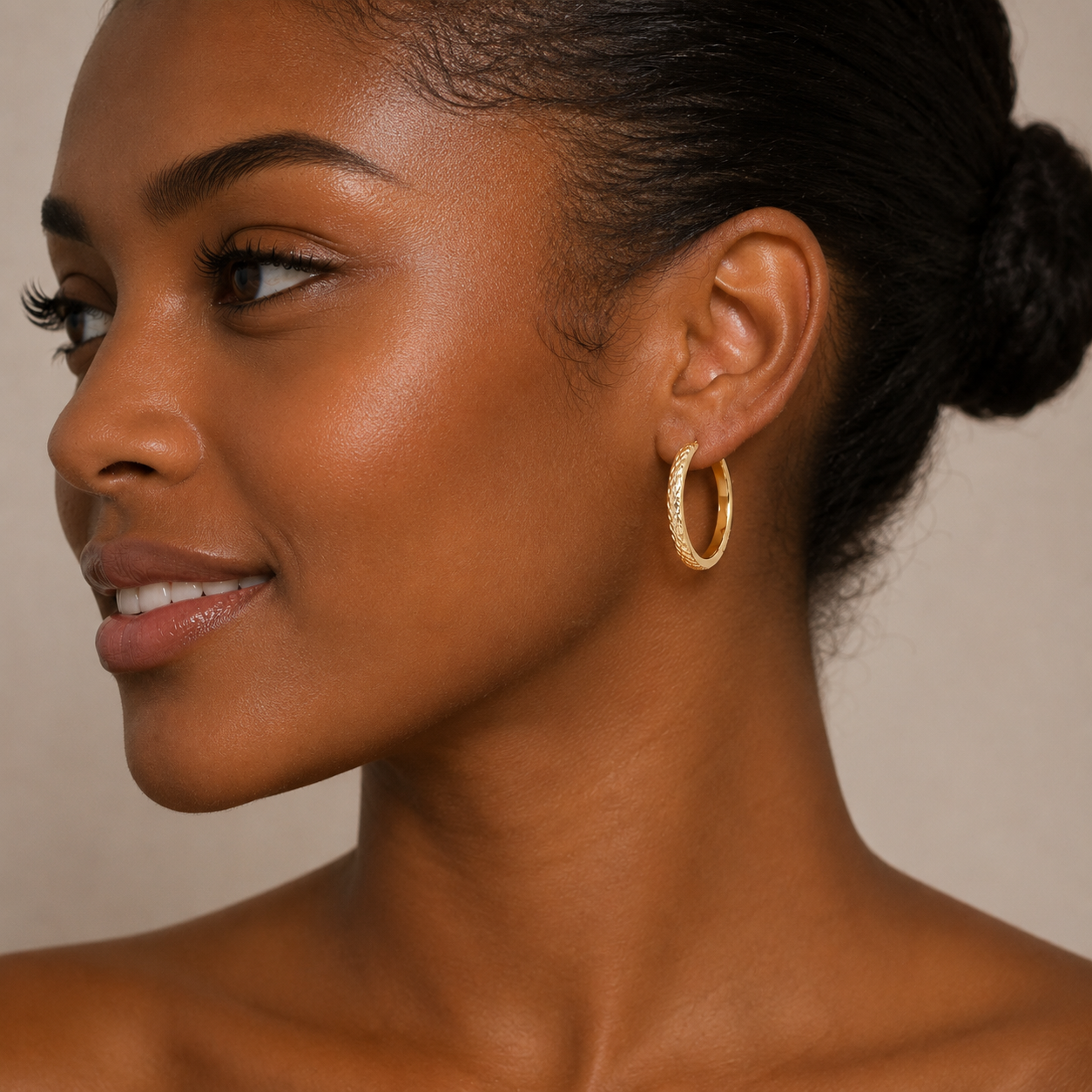 9ct Yellow Gold Diamond-Cut Oval Hoop Earrings