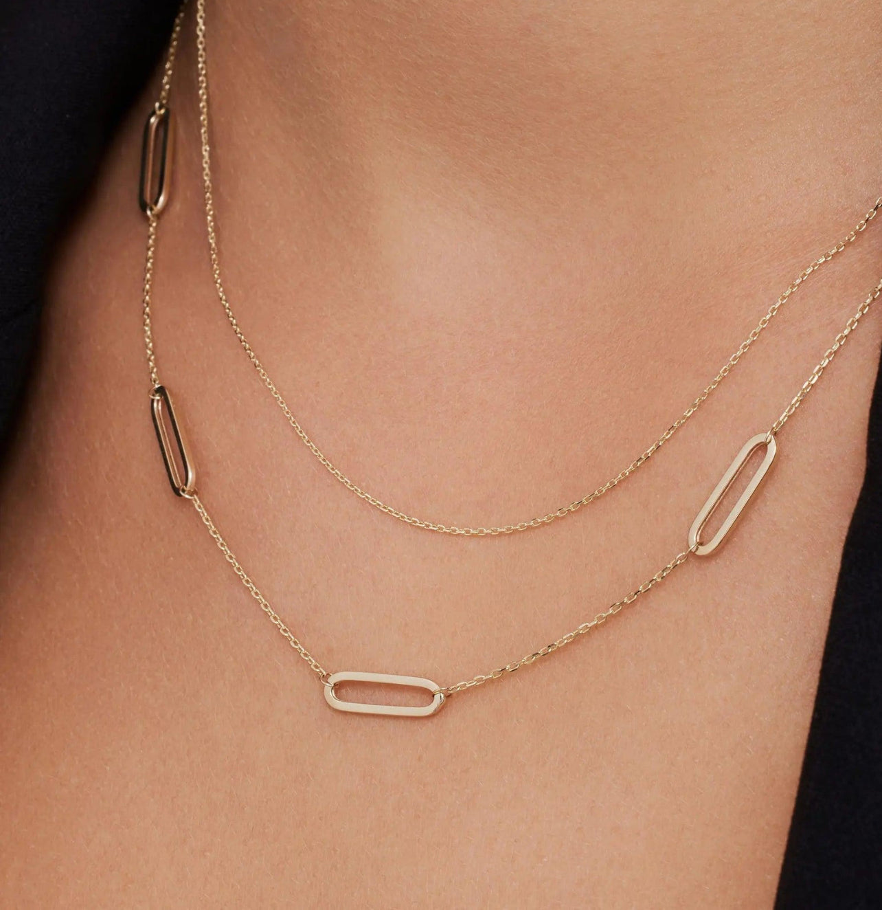 Multi Paperclip Link Necklace in 9ct Gol