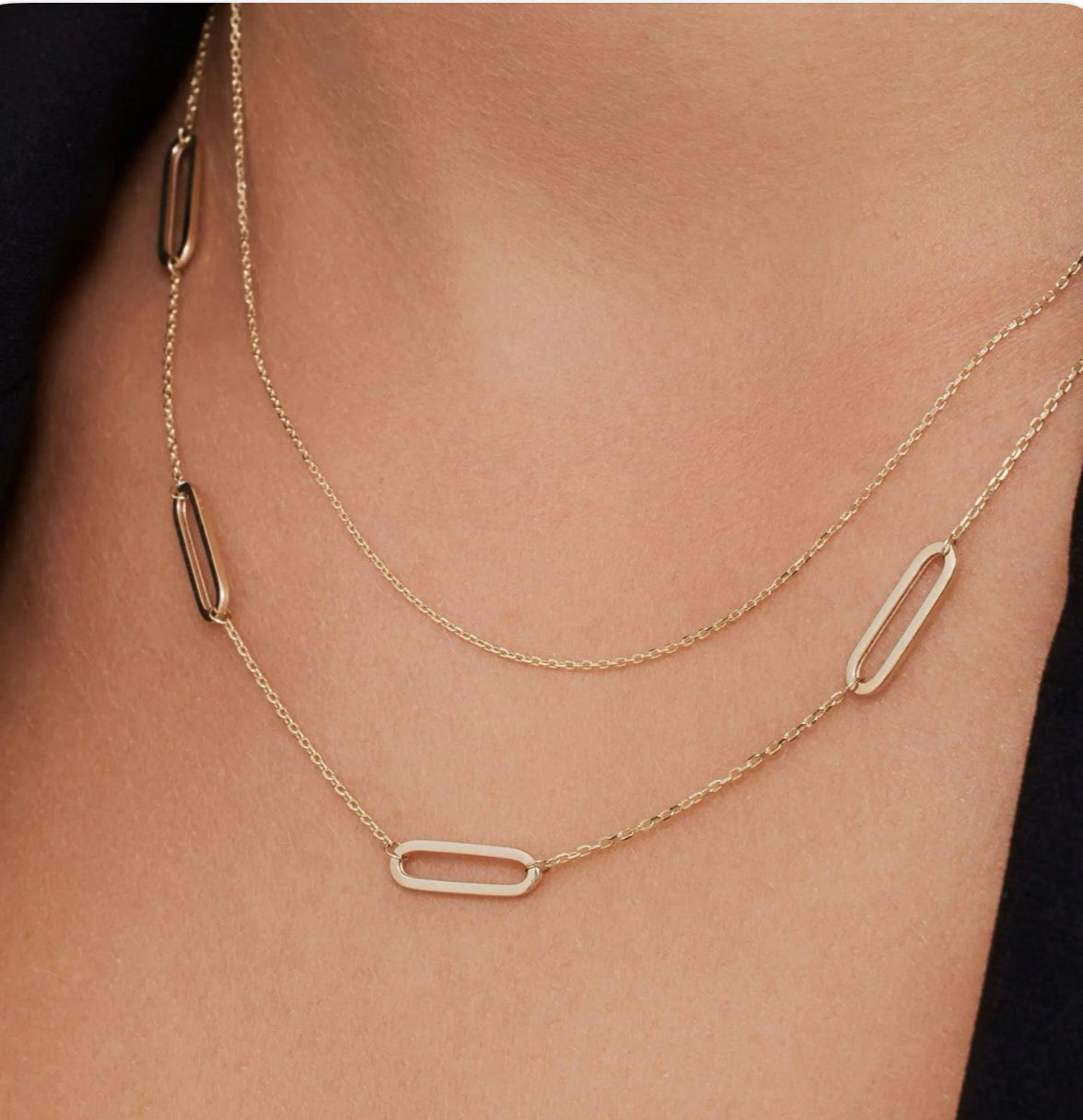 Multi Paperclip Link Necklace in 9ct Gol