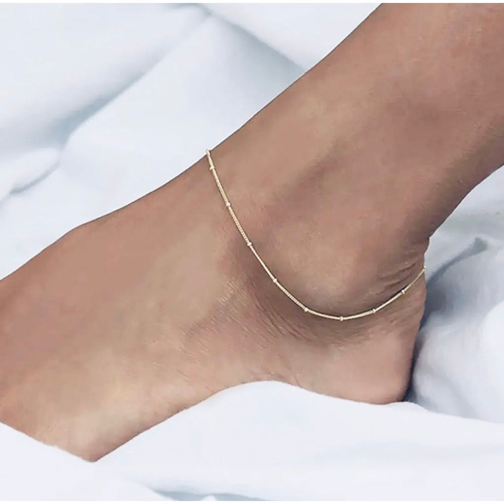 Rolo Oval Beaded Ankle Chain