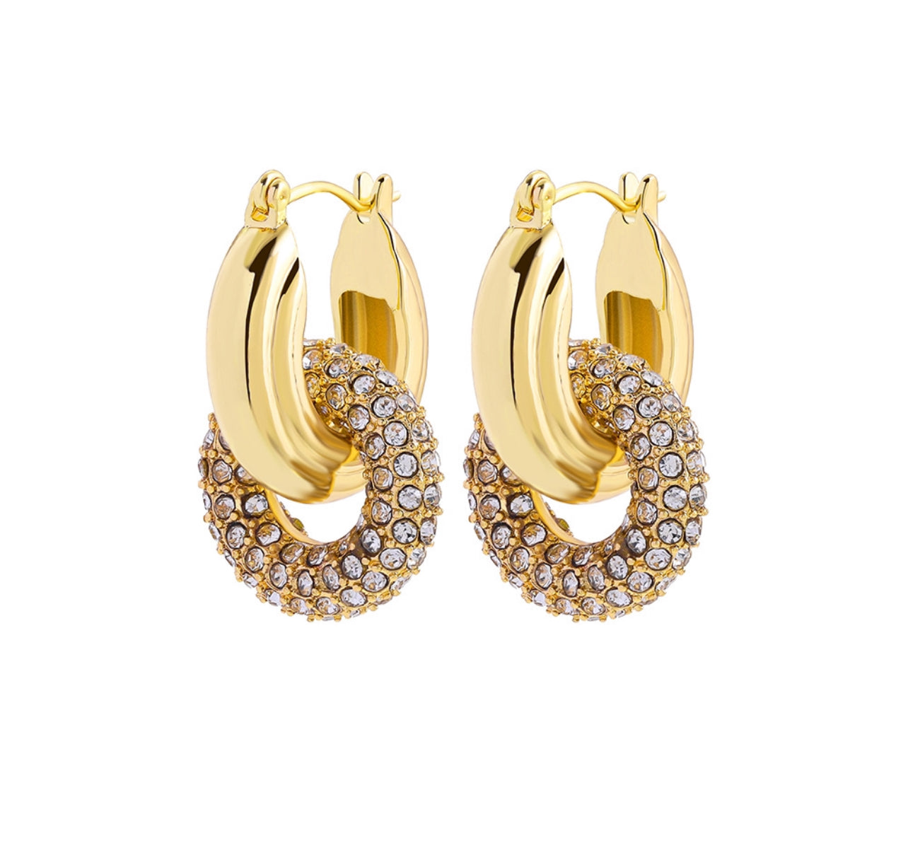 pave' interlocked hoops with cubic zirconias