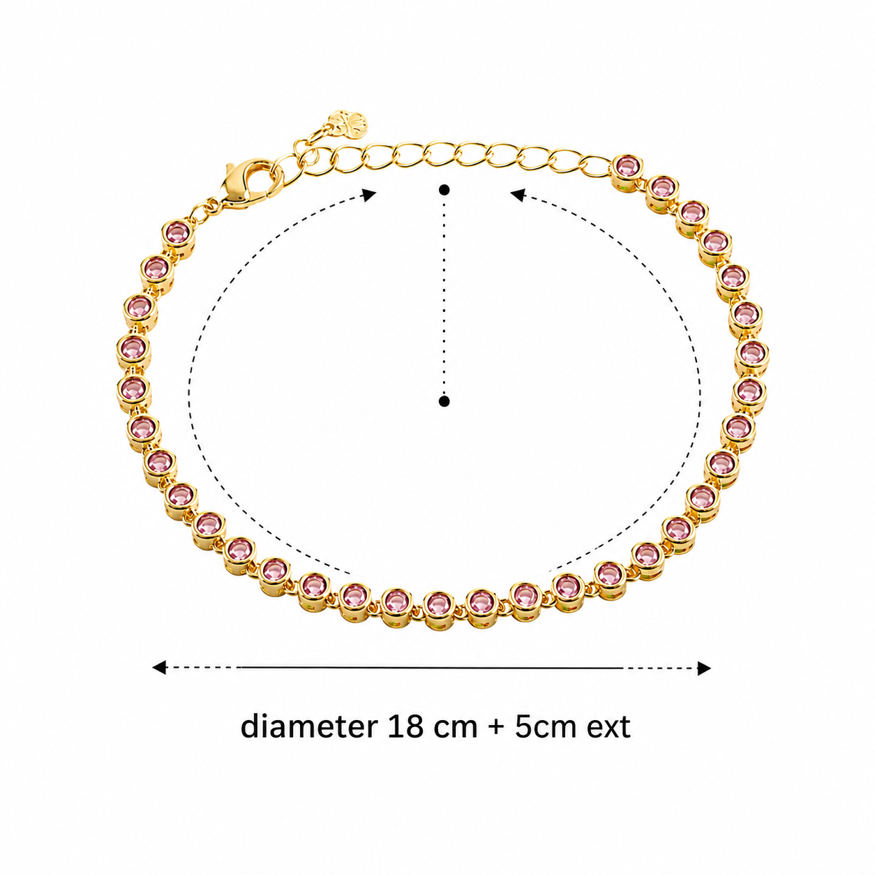 Pink and Gold Eternity Bracelet - 18cm + ext