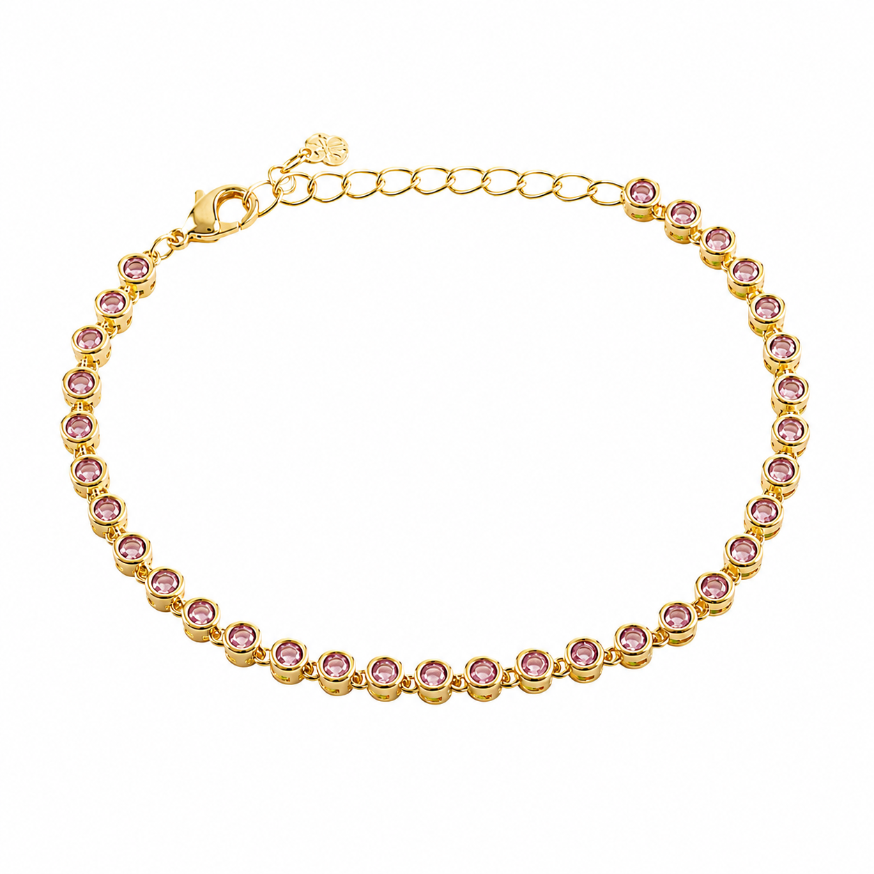 Pink and Gold Eternity Bracelet - 18cm + ext