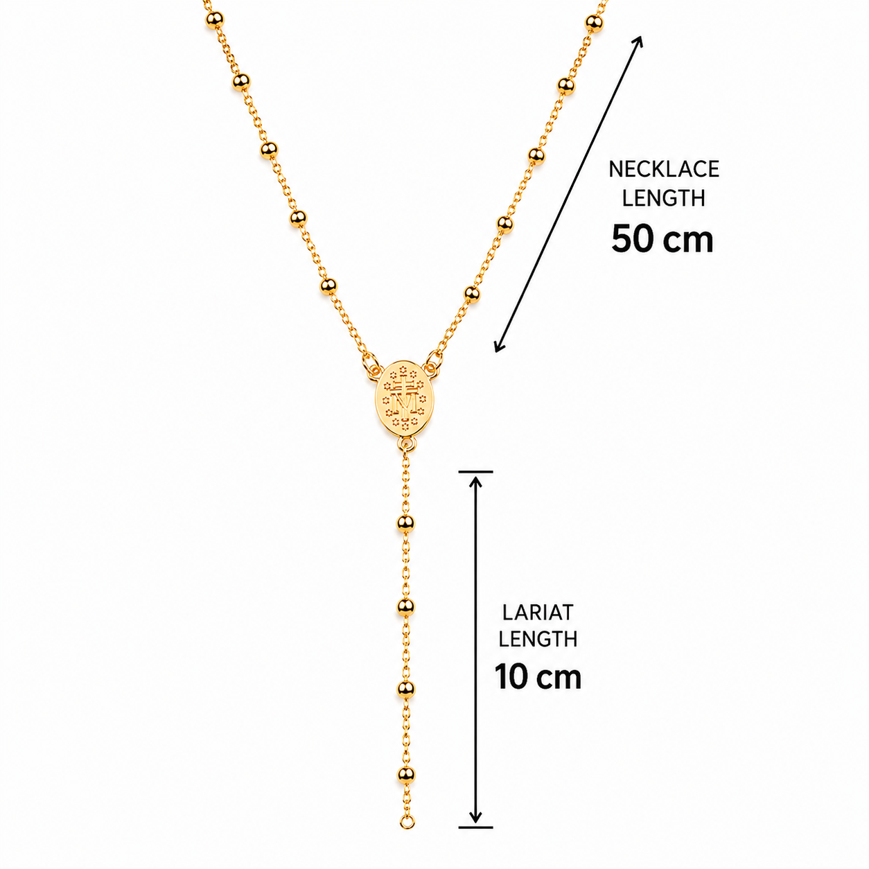 9ct Yellow Gold Rosary Lariat Necklace