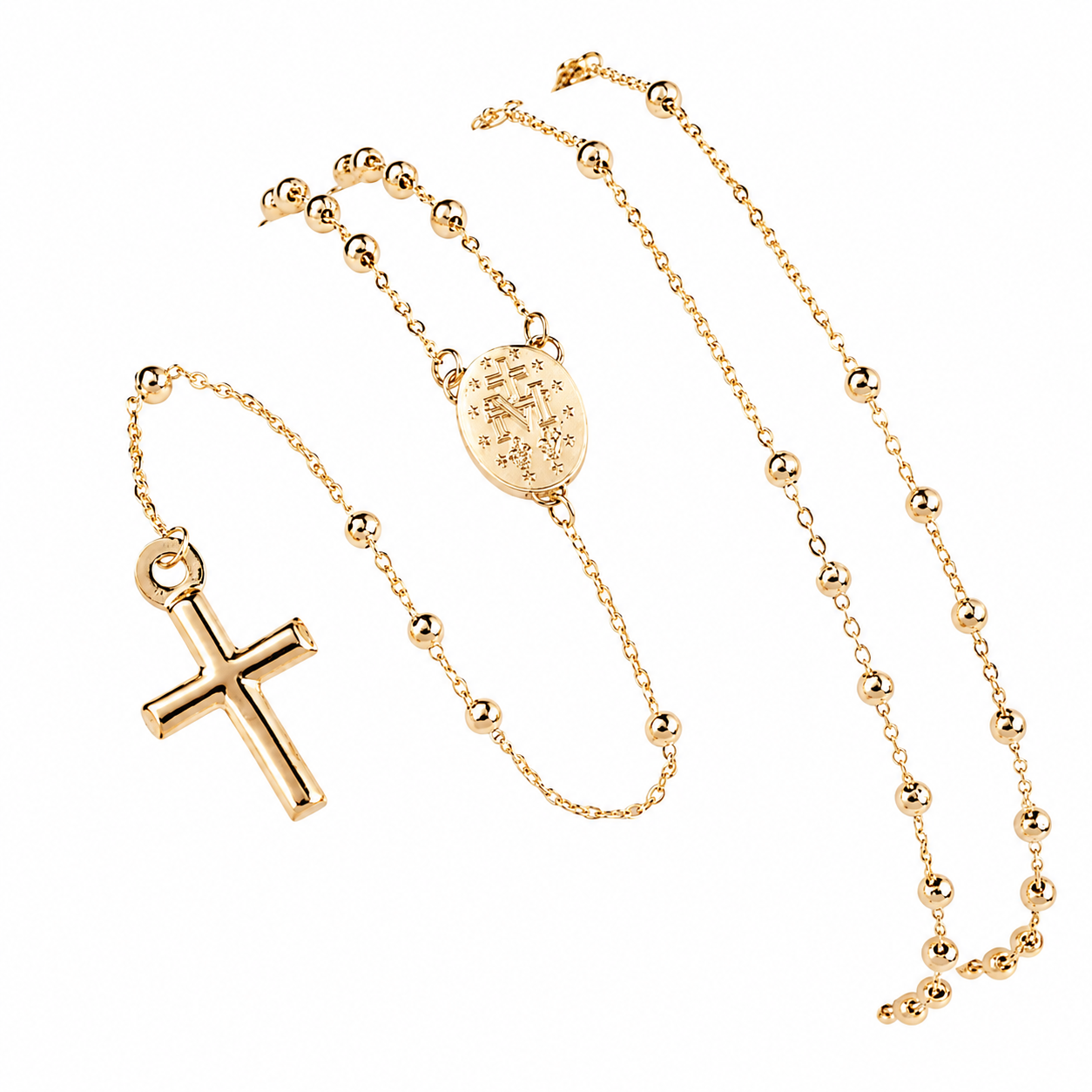 9ct Yellow Gold Rosary Lariat Necklace