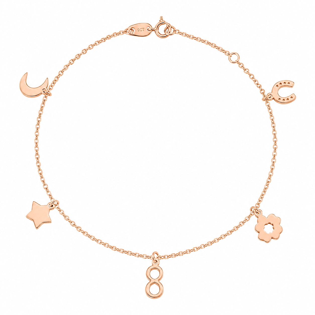 9ct Gold Assorted Charms Bracelet