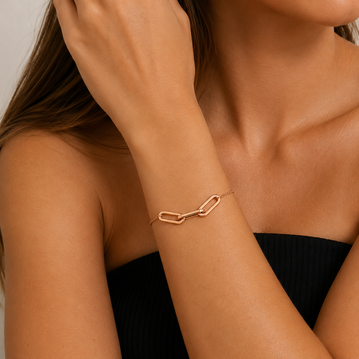 9ct Rose Gold Multi-Link Paperclip Bracelet 19cm