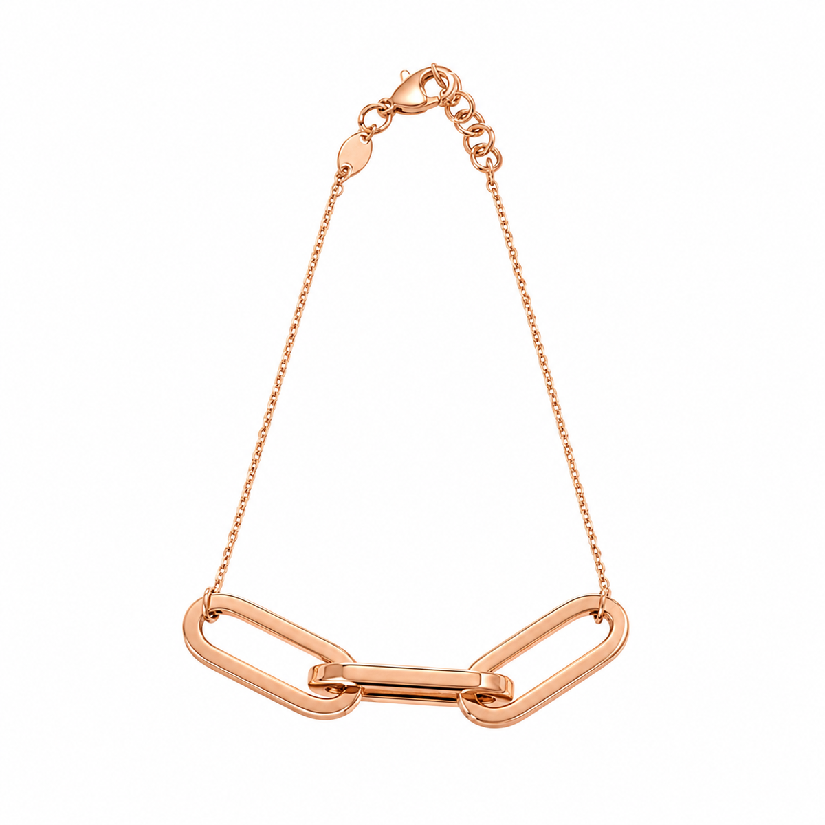 9ct Rose Gold Multi-Link Paperclip Bracelet 19cm