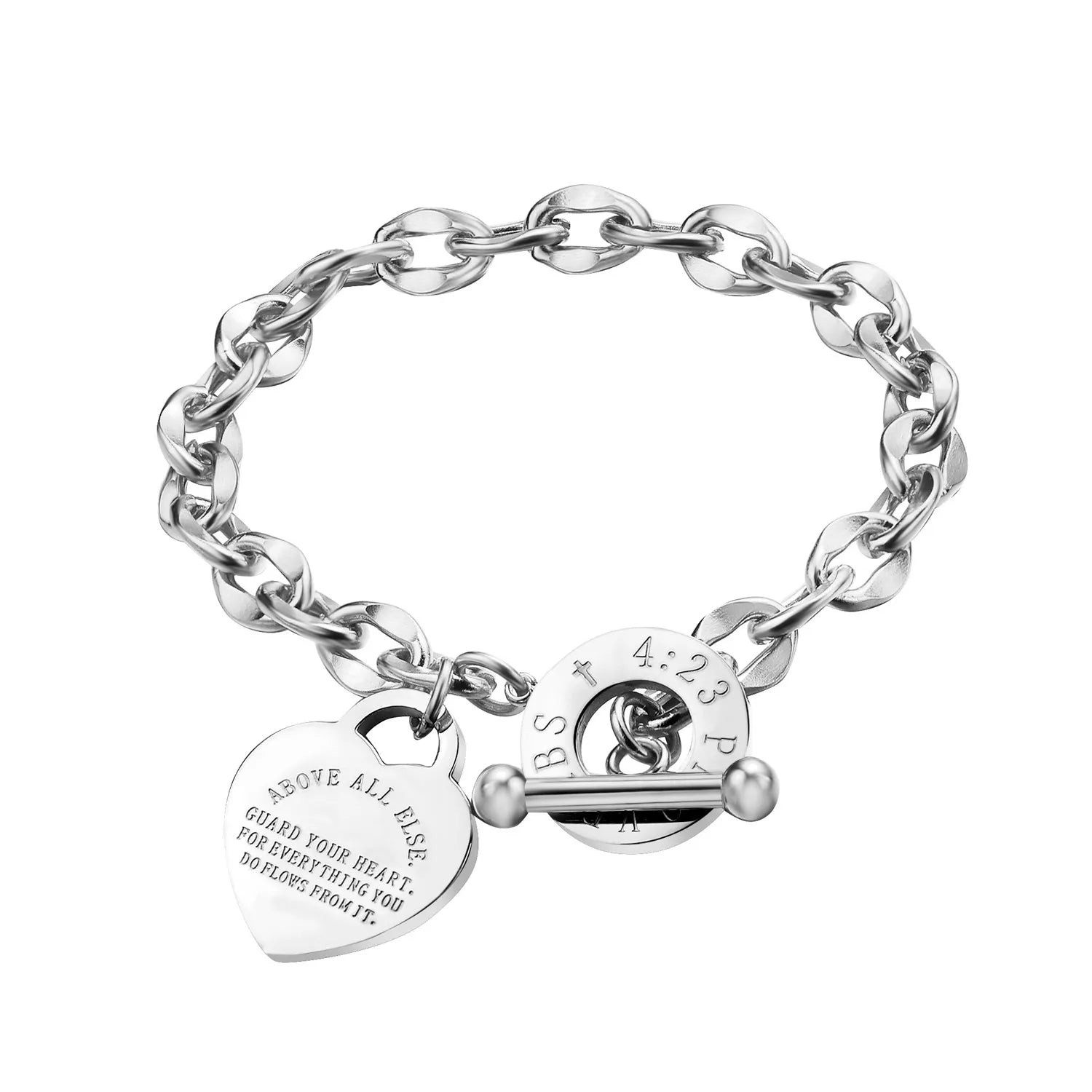 charm bracelet with proverb inscribed
