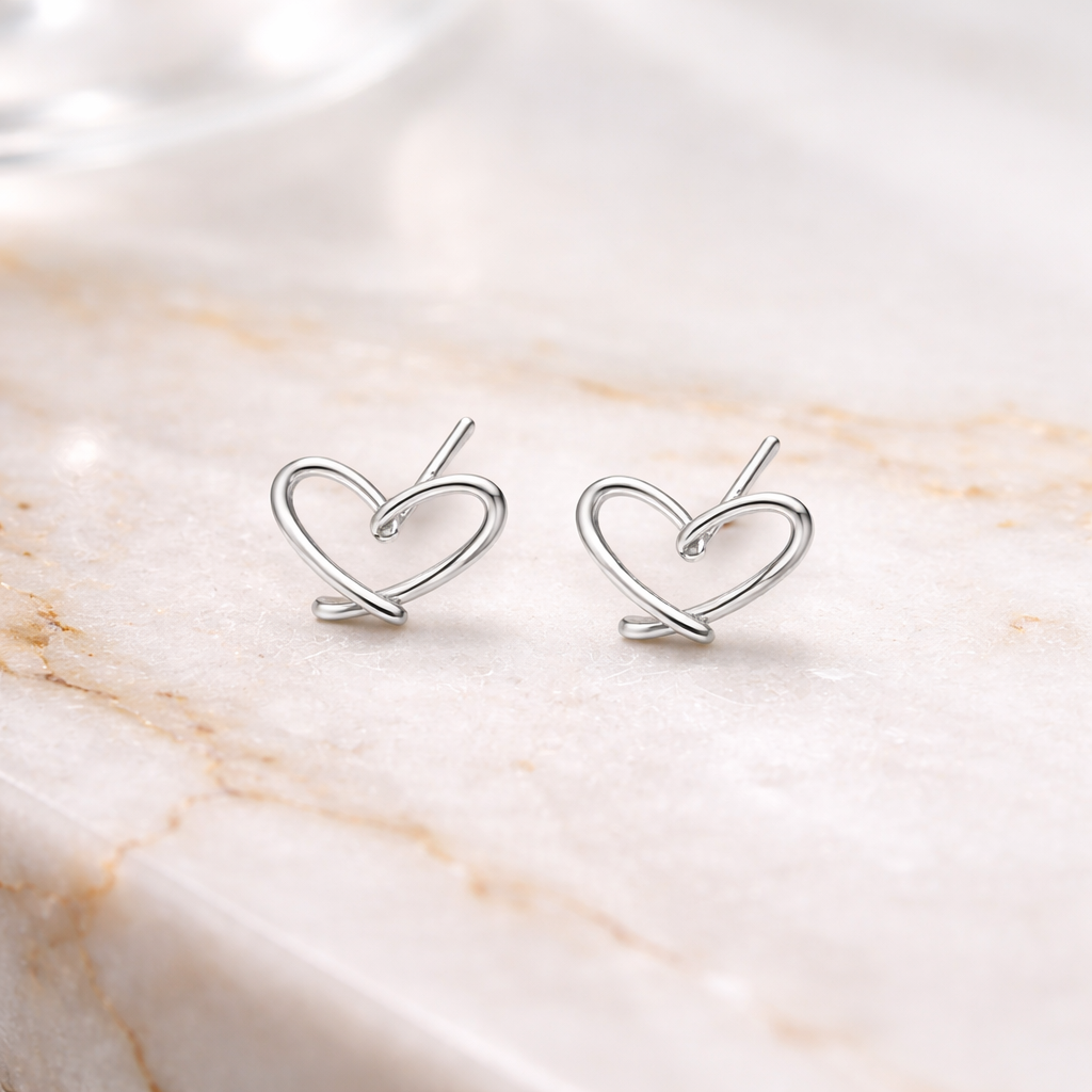 Vixen Silver Heart Stud Earrings